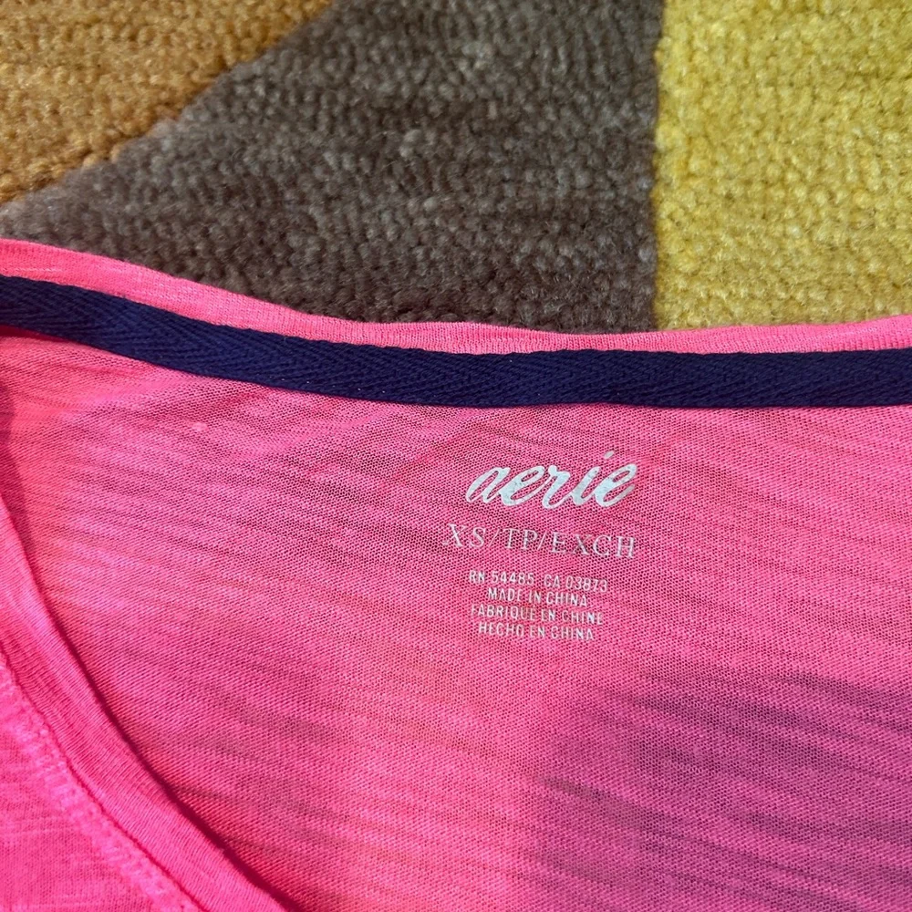 NWOT Aerie Y2K Style Pink Long Sleeve Henley T Shirt Thin Burnout Material XS